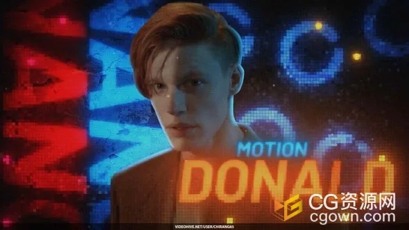 霓虹灯定格动画元素人物介绍人名标题展示-AE模板