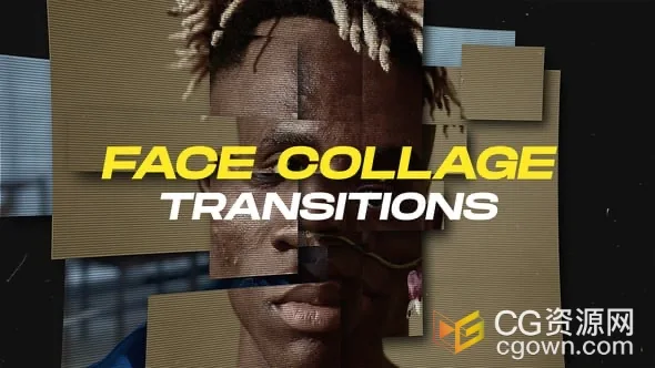 照片变形故障面部拼贴过渡创意视觉效果AE转场模板