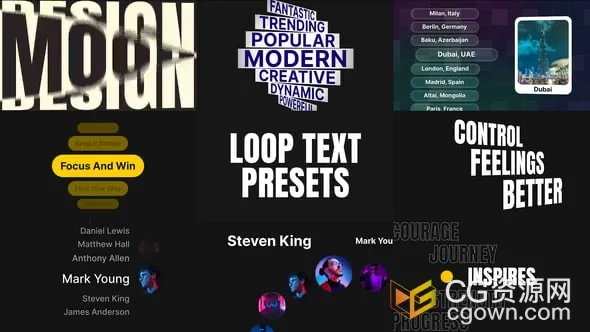 免费下载列表标题循环列表文本动画-AE模板