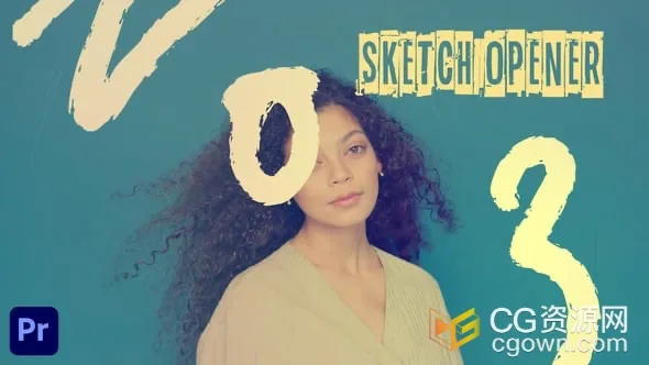 以素描手绘风格为特色宣传开场视频片头-PR模板