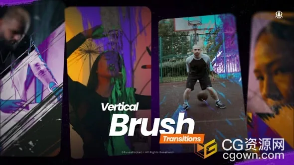 垂直笔刷过渡艺术多彩画笔元素竖屏视频转场-AE模板-CG资源网 垂直笔刷过渡艺术多彩画笔元素竖屏视频转场-AE模板