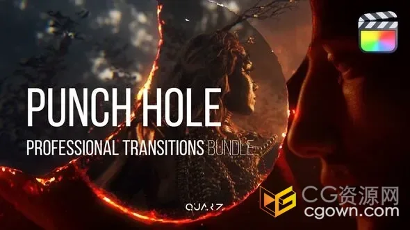 40種電影膠片打孔動畫視頻轉場效果FCPX插件Punch Hole Transitions