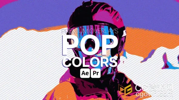 AE&PR模板-高级叠加流行色彩全息光谱创意对比度艺术视觉效果