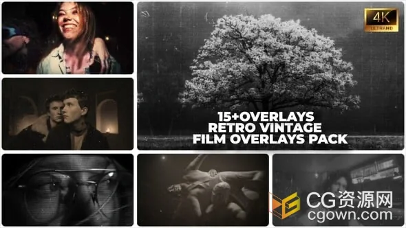 真实胶片纹理怀旧复古颗粒和划痕叠加古老的好莱坞风格电影效果-AE模板