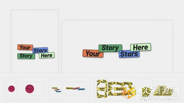 创意轮播动画文本流行风格快速排版幻灯片标题 -AE模板