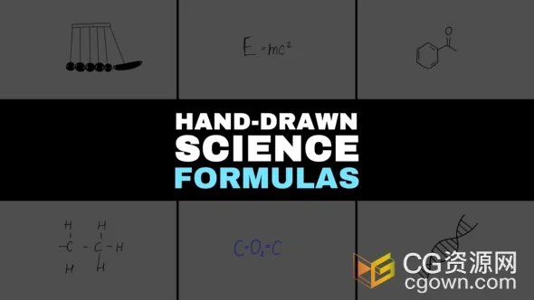 手绘科学公式和图表适合卡通视频街头艺术标牌现代艺术宣传片-AE模板