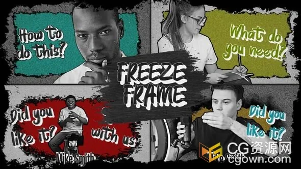 定格动画制作人物介绍视频效果AE模板Freeze Frame maker