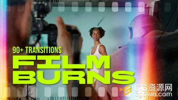 90多种胶片烧毁漏光效果视频转场-AE模板