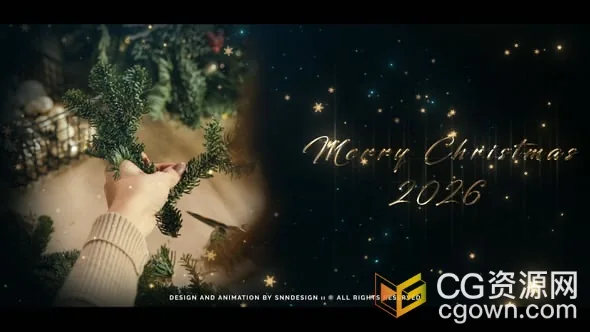 2026 年圣诞节揭幕战闪光粒子元素圣诞元素节日片头-AE模板
