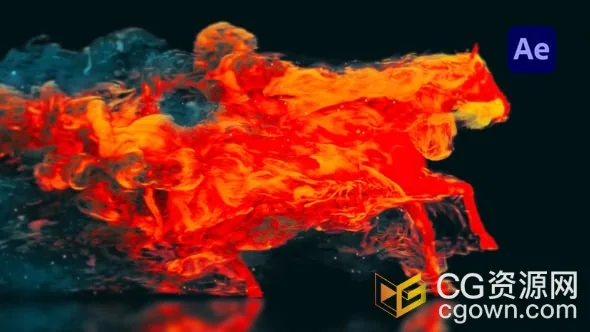 特效火焰奔跑的俊马标志揭晓免费下载AE片头模板