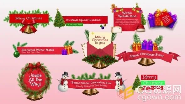 AE模板-10个圣诞节祝福标语节日标题动画