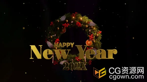 AE模板-圣诞花环倒计时10秒数字倒数节日片头