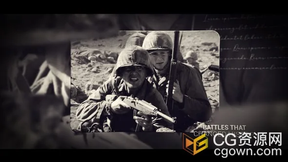 黑白照片水墨动画历史幻灯片复古视频相册-AE模板