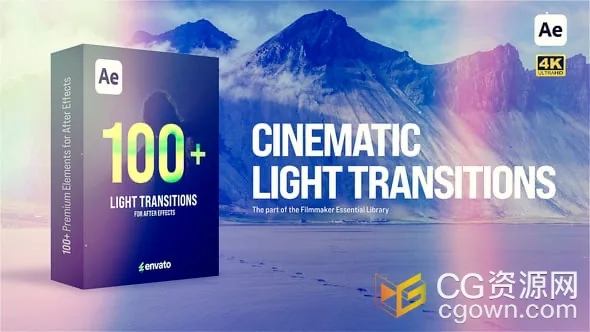 柔和的光斑微妙的光晕散景式漏光效果100+电影般光效过渡-AE模板