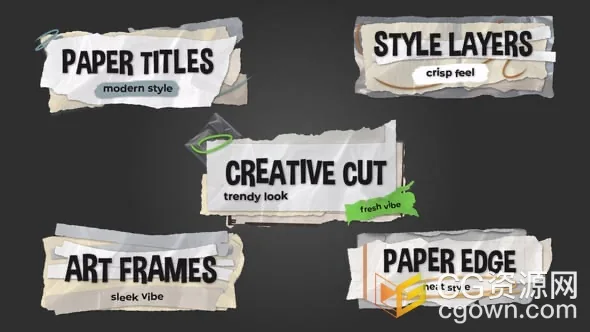 撕破的纸张纹理现代撕纸标题动画-AE模板