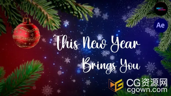 2026圣诞节片头发光闪粉粒子圣诞元素祝福贺卡-AE模板