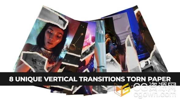 8个独特的撕裂纸张竖屏过渡免费下载AE模板