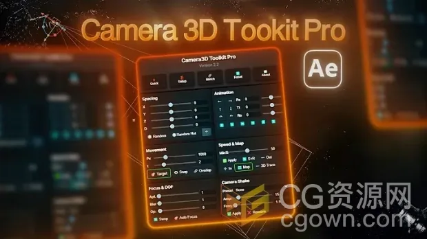 AE脚本Camera3D Toolkit Pro v2.2一键式3D摄像机设置工具+视频教程