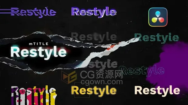 达芬奇插件-65组创意排版文字标题动画视觉特效mTitle Restyle