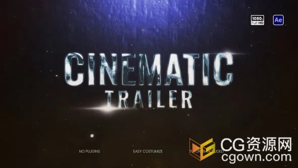 大胆排版强大的过渡大气的视觉效果好莱坞风格电影预告片标题-AE模板