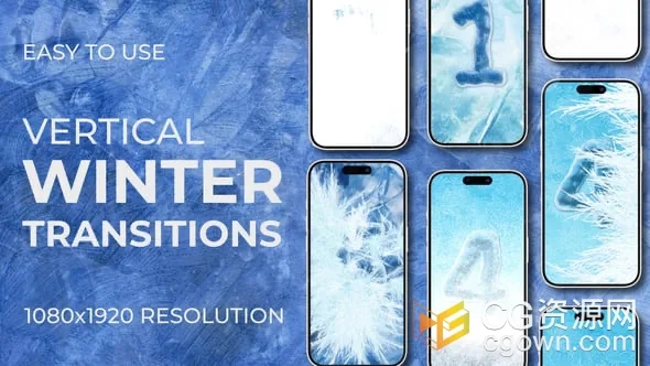 冬季雪冻结冰雪花冻结特效动画视频转场AE模板