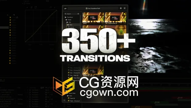 350多种动态无缝转场过渡视频剪辑必备AAPower脚本与AE模板