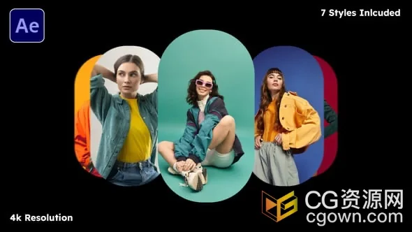 三维旋转木马效果幻灯片动画AE模板3D Carousel Slides