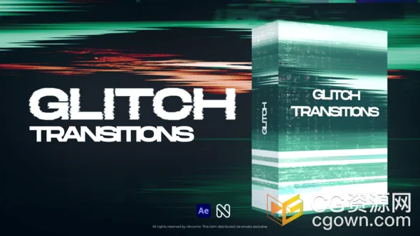数据失真损坏故障特效转场过渡-AE模板