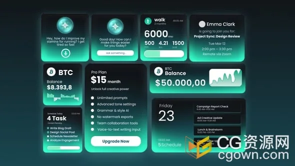 人工智能助手小部件UI设计动画视频AE模板