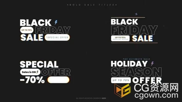 4组排版设计大折扣促销宣传文字标题动画-AE模板