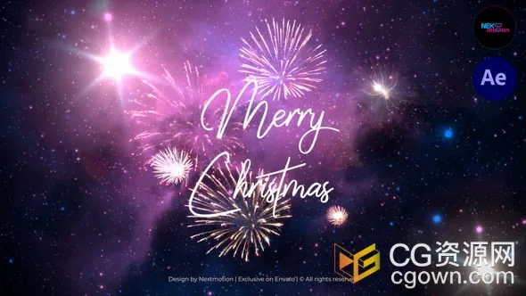 烟花背景效果动画庆祝开场视频片头AE模板