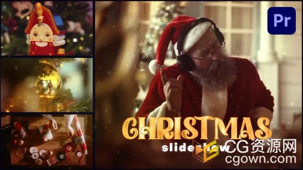 圣诞幻灯片庆祝节日快乐动画视频制作-PR模板