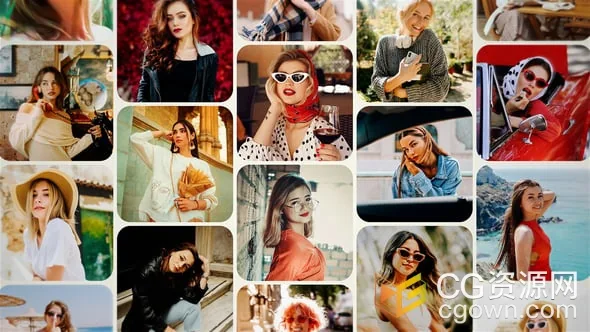 马赛克网格照片视频墙动画LOGO视频片头-AE模板