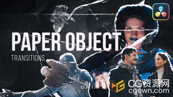 纸质纹理画面分层叠加动画转场过渡特效-DR达芬奇模板