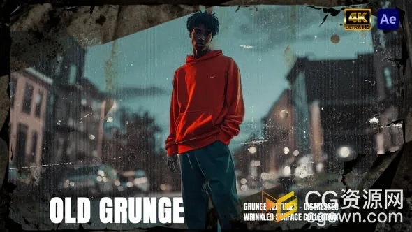 老纸质质感仿旧皱纹纹理效果叠加层-AE模板下载