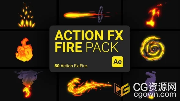 50种火焰烟雾特效视觉效果Action FX Fire Pack AE模板