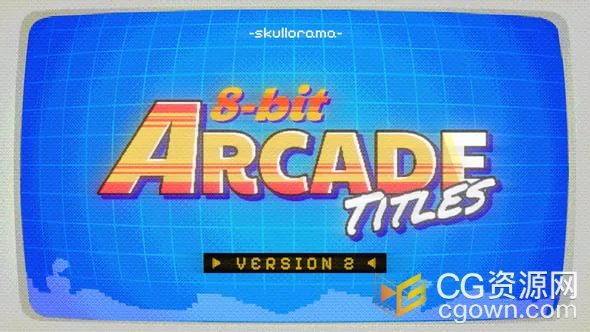 8-bit经典街机游戏风格动画文字标题效果-AE模板