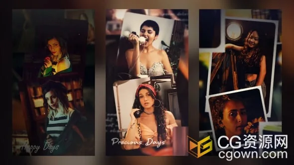 3套竖屏照片幻灯片短视频相册动画AE模板