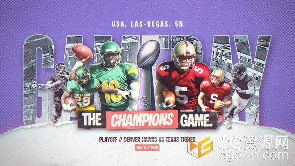 半色调海报风格宣传现代体育比赛开场介绍视频片头-AE模板