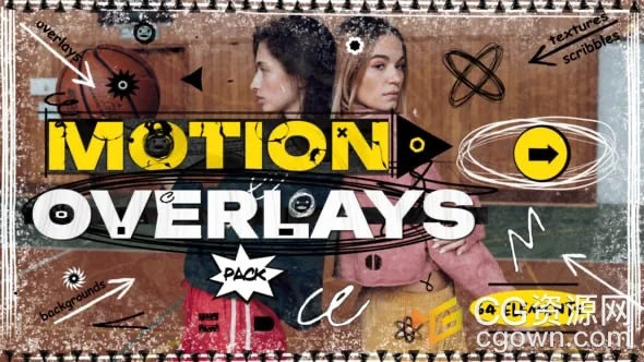 动态手绘涂鸦贴纸符号叠加动画元素包AE模板