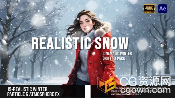 逼真雪花粒子叠加制作寒冷天气氛围效果-AE模板