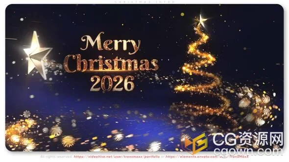 2026闪耀圣诞星星贺卡宣传节日开场视频AE模板