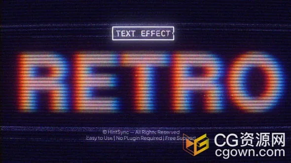 复古老电视扫描线文本效果文字标题动画AE模板