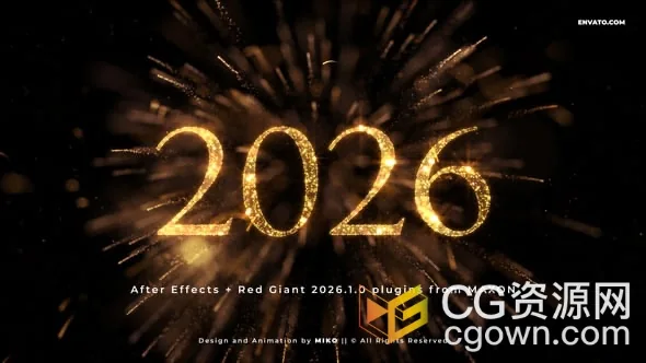 2026年新年倒计时60秒倒数粒子特效动画视频片头-AE模板