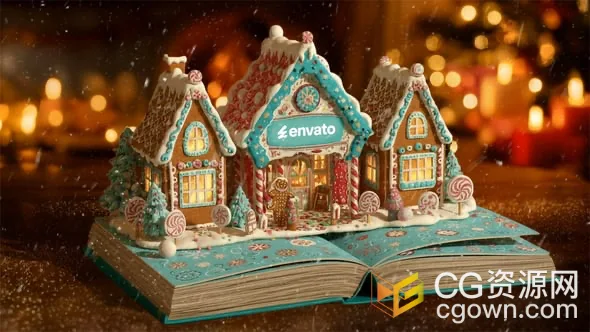 3D弹出卡设计圣诞节贺卡动画视频AE模板