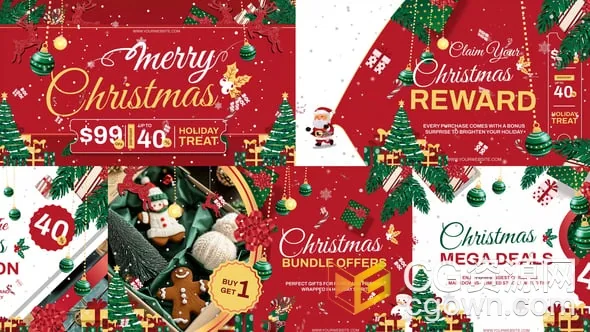 圣诞节主题装饰插图动画活动促销介绍视频-AE模板