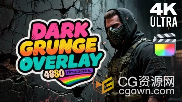 FCPX插件-11种黑色墙面粗糙感纹理叠加效果预设包