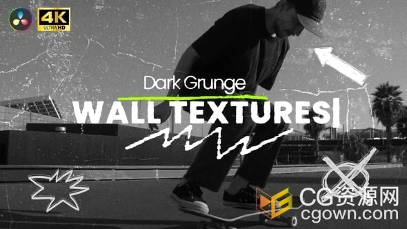 达芬奇模板-11套黑墙纹理叠加包做旧效果合成图层