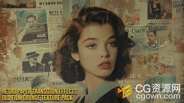 达芬奇模板-复古纸张粗糙纹理转场过渡效果DaVinci Resolve