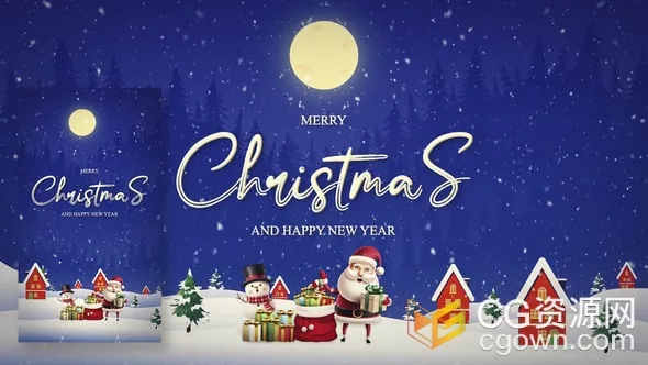 祝贺圣诞节快乐视频片头包含短视频竖屏AE模板